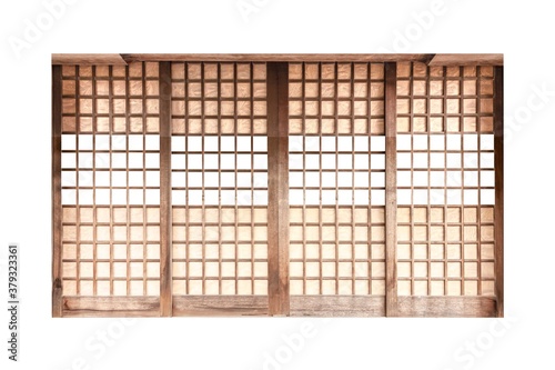 Shoji , Traditional Japanese door,window or room divider consisting isolated on white background