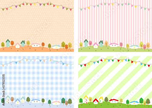 四季の街並み、自然の風景　多種類柄背景セット