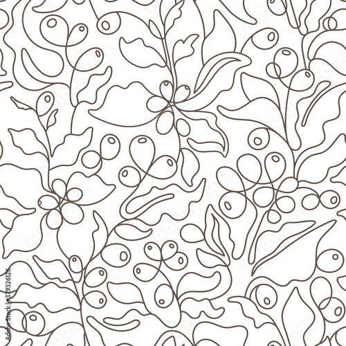 Coffee. Vector seamless pattern. Art line illustration