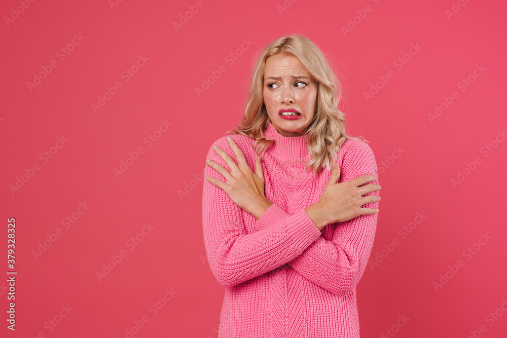 Image of frozen young blonde girl shaking from cold Image of frozen young blonde girl shaking from cold