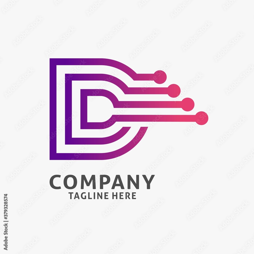 Letter D tech logo design