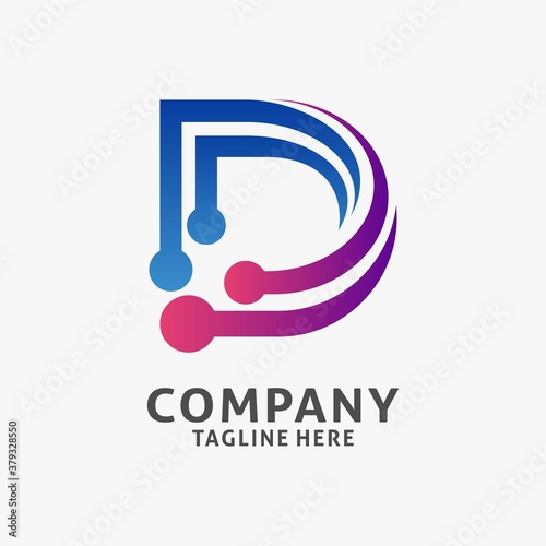 Letter D tech logo design