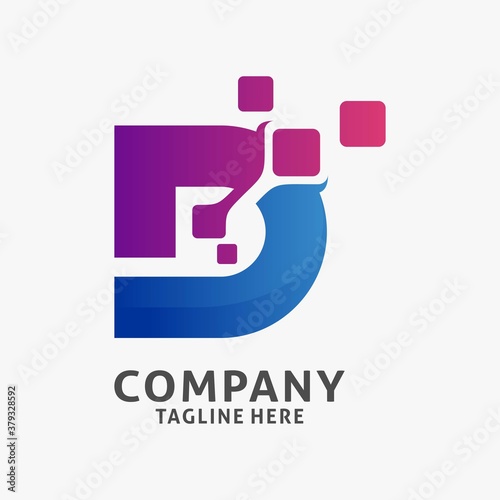 Letter D digital logo design