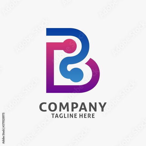 Letter B tech logo design