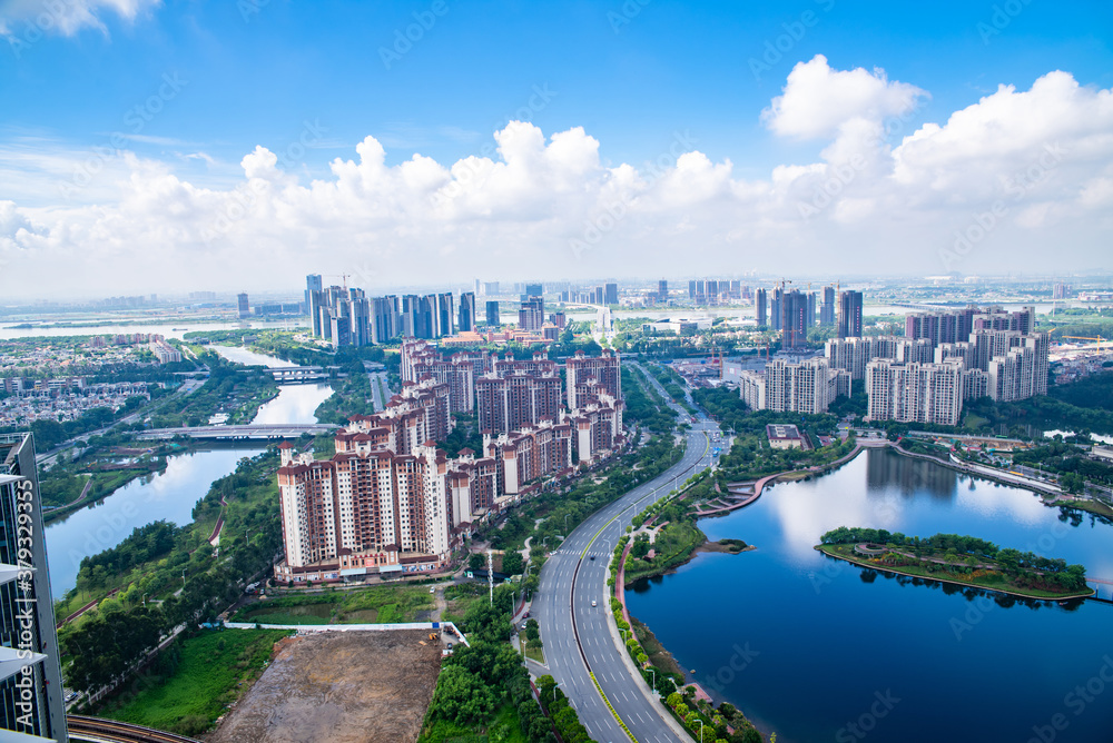 Cityscape of Nansha Free Trade Zone, Guangzhou, China