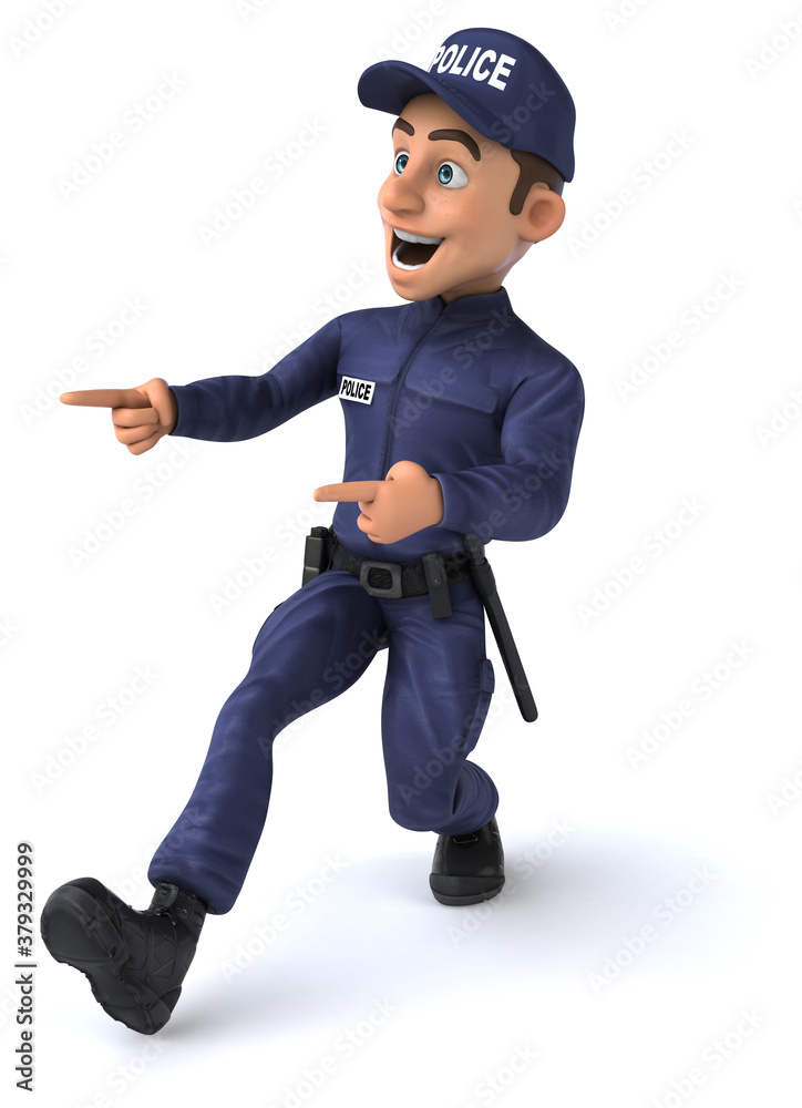 Fun 3D illustration of a cartoon Police Officer Fun 3D illustration of a cartoon Police Officer