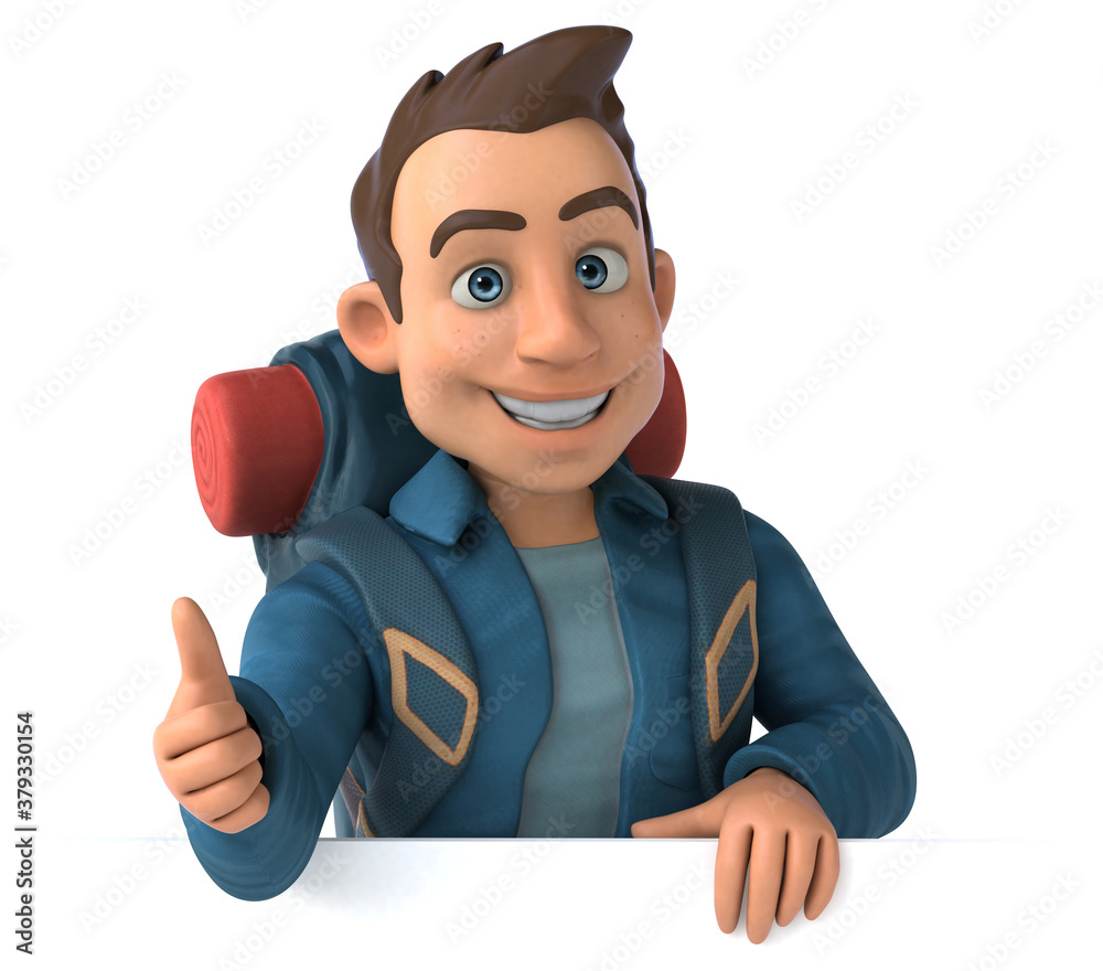 Fun illustration of a 3D cartoon backpacker Fun illustration of a 3D cartoon backpacker