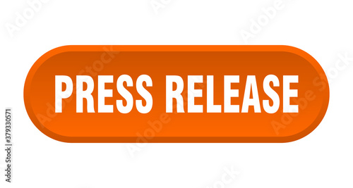 press release button. rounded sign on white background
