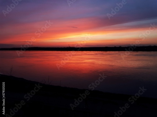 sunset over the river