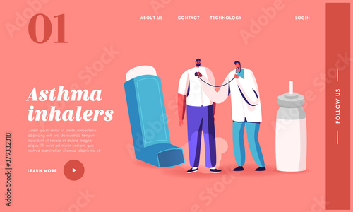 Breath with Inhaler Landing Page Template. Asthma Disease, Medical Care, Respiratory Medicine, Pulmonology, Lungs
