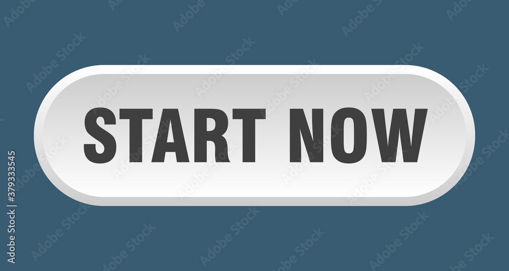 start now button. rounded sign on white background