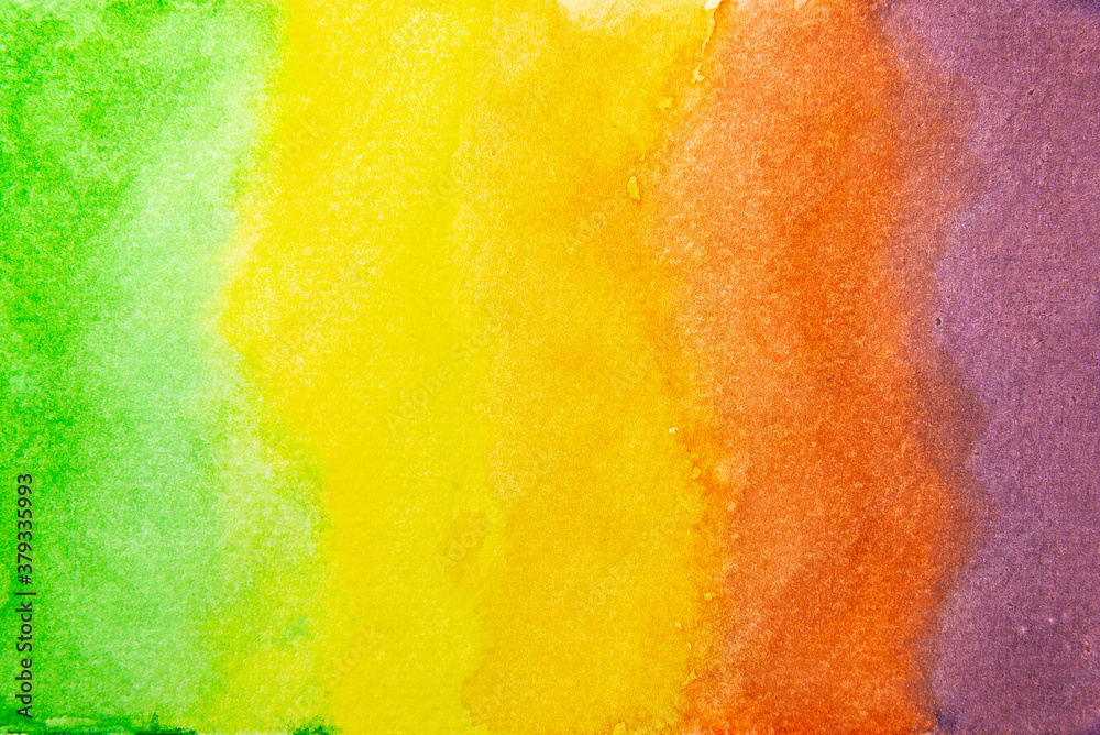 Colorful watercolor wallpaper. Hand painted green, yellow, orange and red watercolor background.