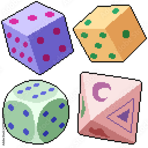 pixel art set isolated dice game
