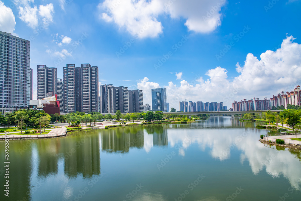Scenery of Jiaomen River Bank in Nansha District, Guangzhou City, Guangdong Province, China