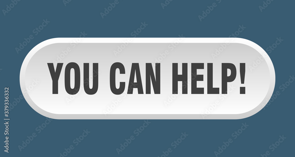 you can help button. rounded sign on white background
