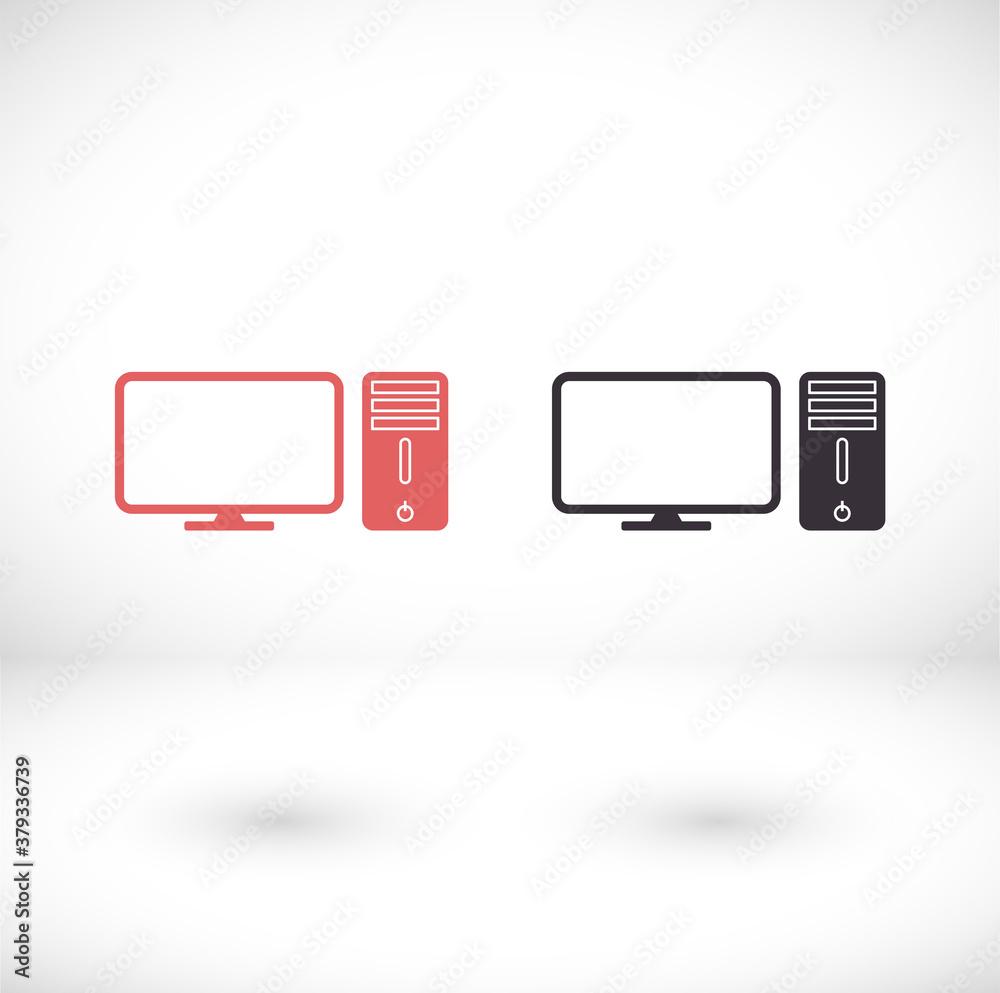 PC Icon Vector. Simple flaticon. Perfect black pictogram illustration on a white background. PC Icon Vector. Simple flaticon. Perfect black pictogram illustration on a white background.