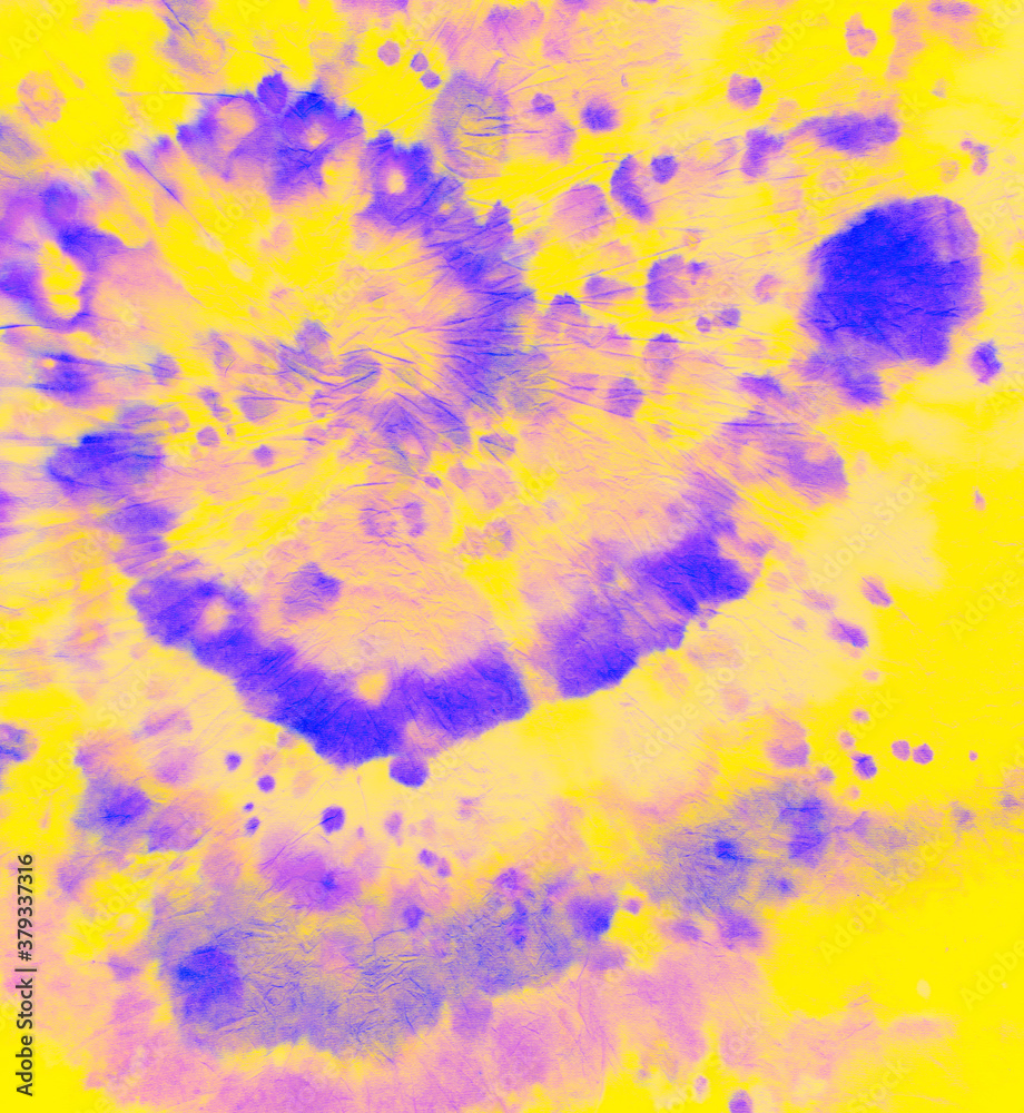 Tie Dye Fabric. Yellow Artistic Shirt. Abstract 