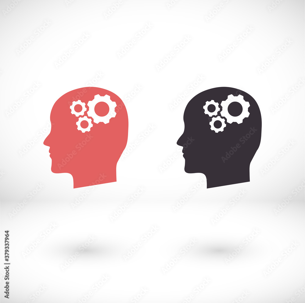 gear in head vector icon gear in head vector icon
