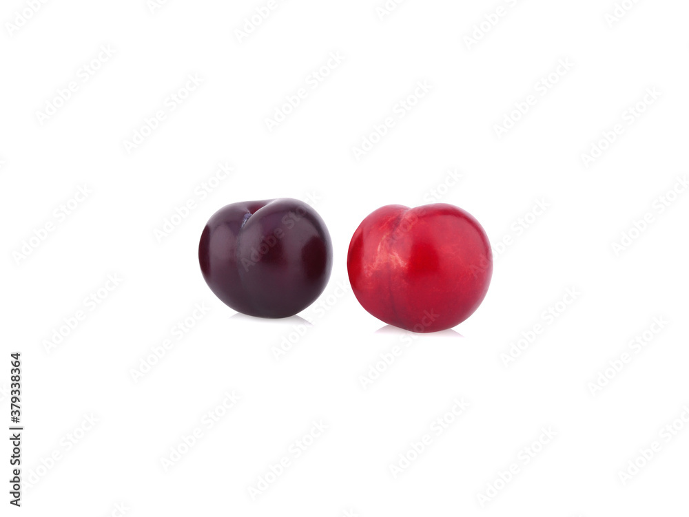 red cherry plum isolated on white background red cherry plum isolated on white background