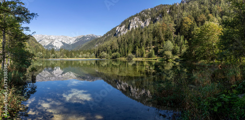 panoramic view mountain lake Duerrsee (Dürrsee)  near Seewiesen in Styria, Austria © Lunghammer