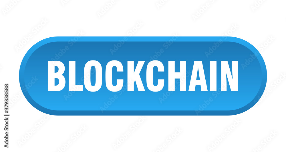 blockchain button. rounded sign on white background blockchain button. rounded sign on white background
