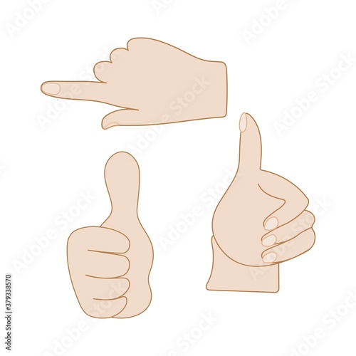 
Hand gestures icons set.
Vector isolated on white background.