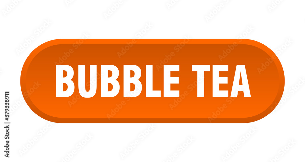 bubble tea button. rounded sign on white background