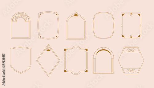 Vector design templates in simple modern style with copy space for text, flowers and leaves - wedding invitation backgrounds and frames