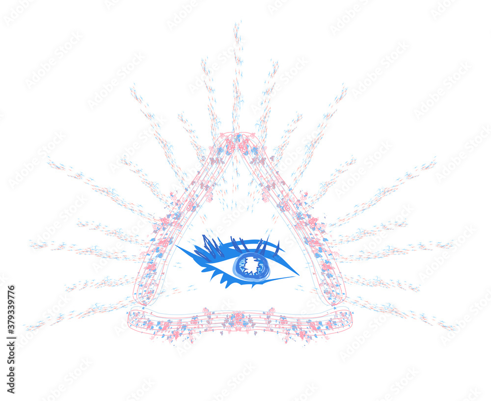 Obraz premium All seeing eye inside triangle pyramid.