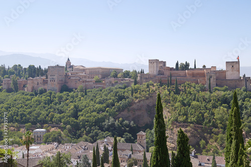 View of the Alhambra the ancient arabic fortress located in Granada, Spain