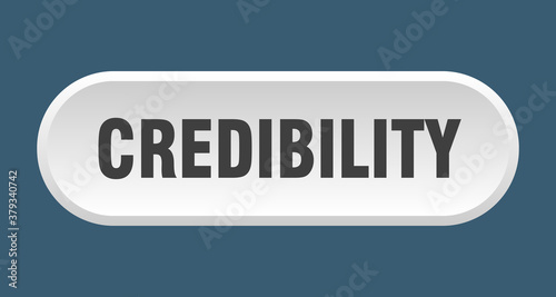 credibility button. rounded sign on white background