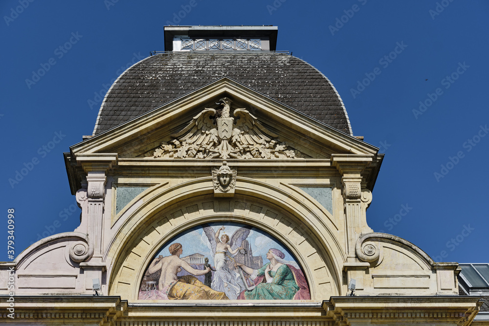 pediment of the Art and History Museum in Neuchatel Switzerland