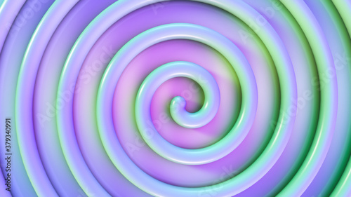 Blue-green spiral on a blue surface. Abstract background