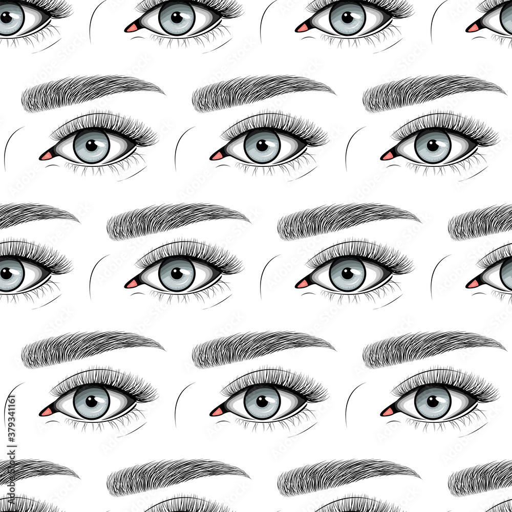 Seamless pattern with Natural set. Vector flat style with hand drawn lashes and brow. Seamless pattern with Natural set. Vector flat style with hand drawn lashes and brow.