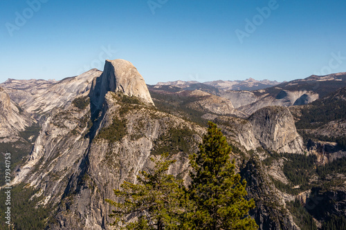 Nice view of Galcier point in Yosemite National Park during summer season . One of the most famous and beautiful national park of the country locate in California , United States of America