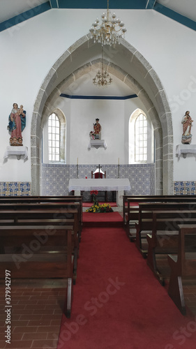 Inside view of the Chapel of Saint Lawrence lies on the hill of Sao Lourenco at Vila Cha parish in Esposende, Portugal.