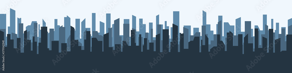 City silhouette. Megalopolis background. Many skyscrapers in a big city. Vector illustration
