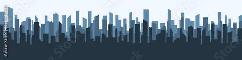 City silhouette. Megalopolis background. Many skyscrapers in a big city. Vector illustration 
