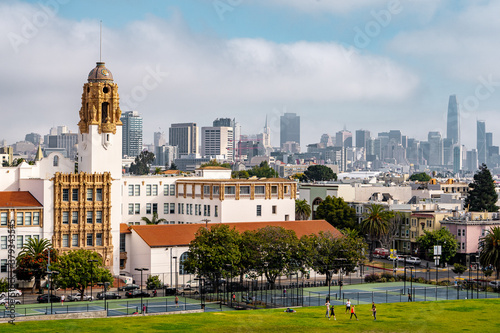 Nice view of the park and panoramic view of San Fran , San Francisco , California , United Staes of America 