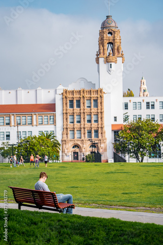 Canvas Print Nice view of the park and panoramic view of San Fran , San Francisco , Californi