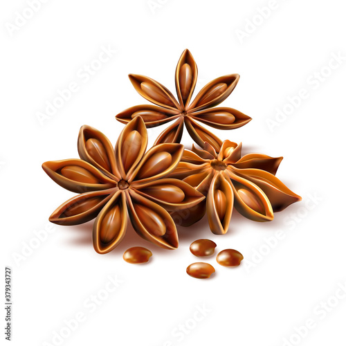 Anise stars isolated on white background