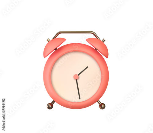 Realistic Table Clock. 3d alarm clock. Classic timer time. Isolated on white background. Vector illustration