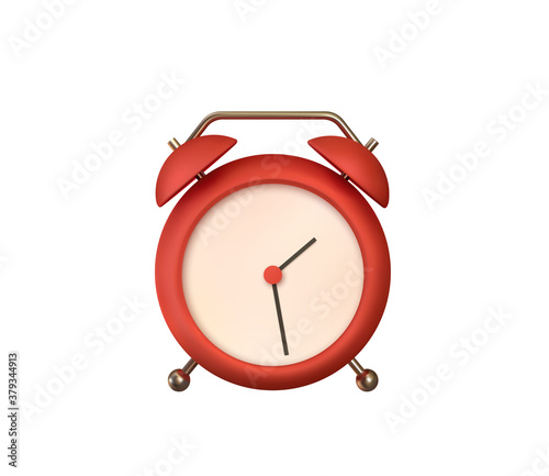 Realistic Table Clock. 3d alarm clock. Classic timer time. Isolated on white background. Vector illustration