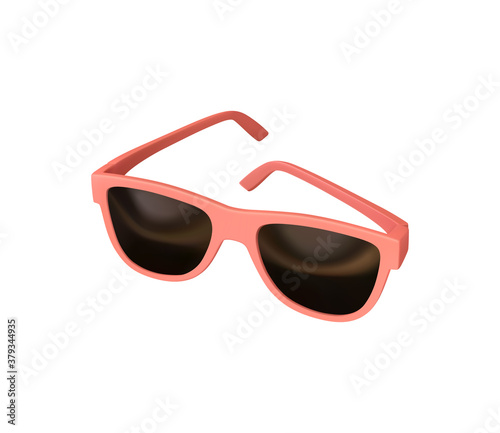Realistic 3d fashion Sunglasses. Isolated on white background. Pink Glasses for men and women. Vector illustration.