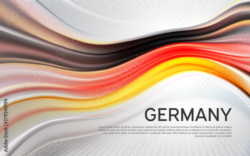 Germany flag background. Blurred pattern of light lines in the colors of the germany flag, business brochure. State banner, german poster, patriotic cover, flyer. Vector tricolor design
