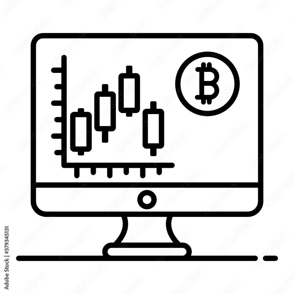 
Candlestick chart with bitcoin, flat vector of bitcoin analysis 
