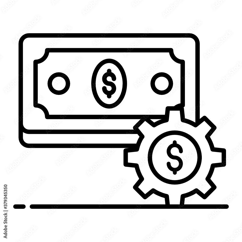 
Dollar under gear depicting financial management, flat vector 

