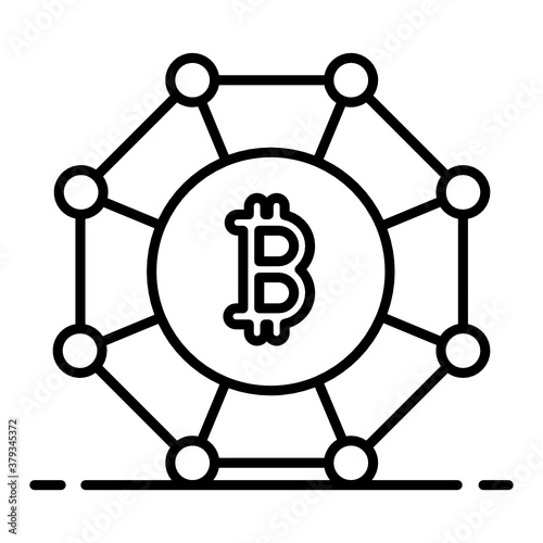 
Bitcoin network, btc with network nodes in modern flat style 
