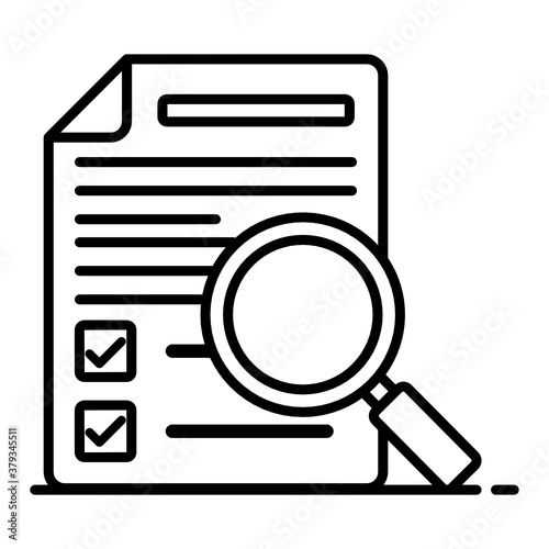  Folded paper under magnifying glass depicting project brief icon 