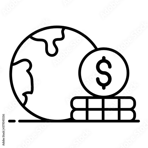 
Globe with dollar, global invest concept icon
